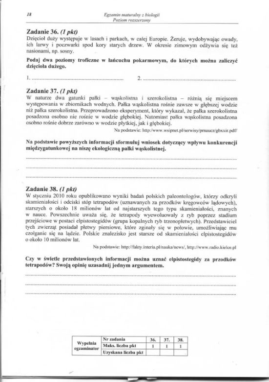 MATURA 2012 BIOLOGIA poziom ROZSZERZONY 14.05.2012 - ARKUSZE, ZADANIA, PYTANIA, ODPOWIEDZI