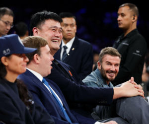 David Beckham na meczu koszykówki w Chinach