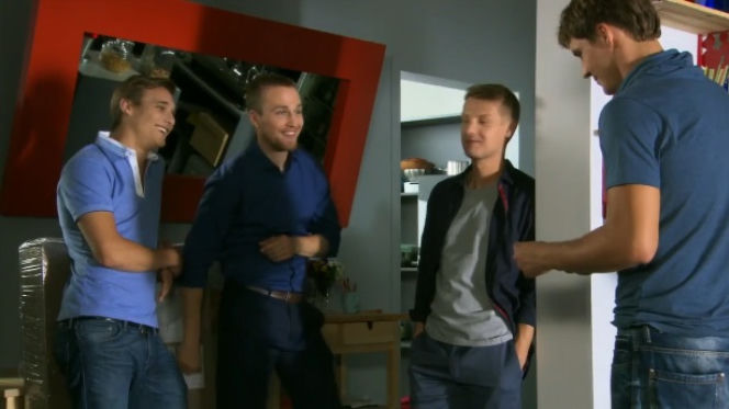 M jak miłość odc. 1094. Olek (Maurycy Popiel), Wojtek (Mateusz Janicki), Marcin (Mikołaj Roznerski), Paweł (Rafał Mroczek)