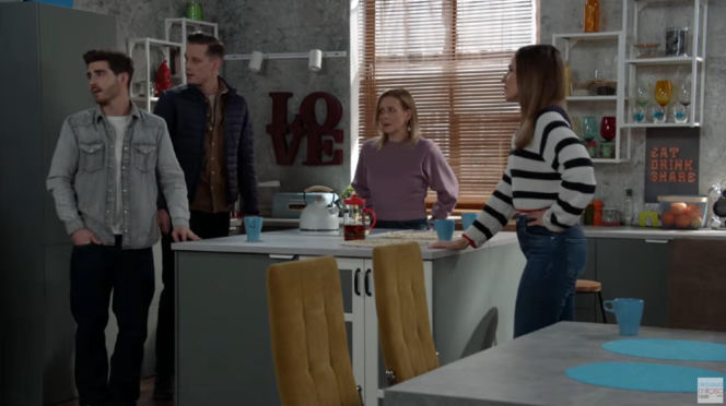 Pierwsza miłość odc. 4162. Marysia (Aneta Zając), Kacper (Damian Kulec), Marta (Honorata Witańska), Piotrek (Michał Mikołajczak)