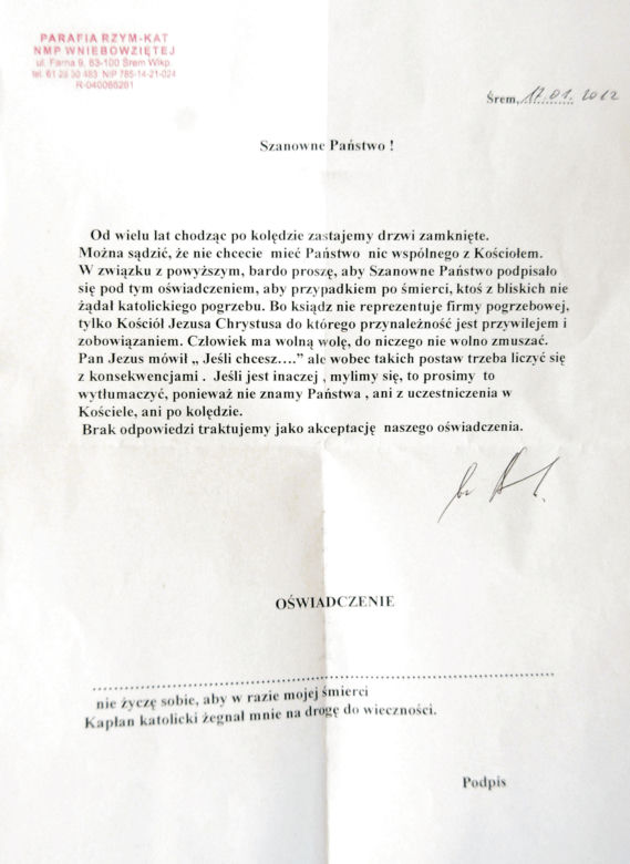 Nie wpuściłeś księdza po kolędzie