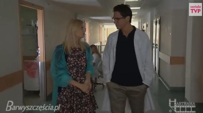 Barwy szczęścia odc. 1050. Iwona Korycka (Izabela Zwierzyńska), Adrian Świderski (Sambor Czarnota)
