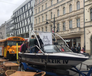Pochód studentów ulicą Piotrkowską