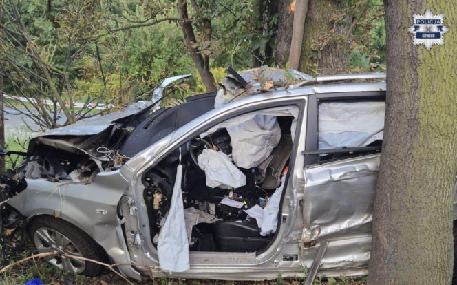 Kia zmiażdżona, kierowca nie żyje. Koszmarny wypadek w Gliwicach