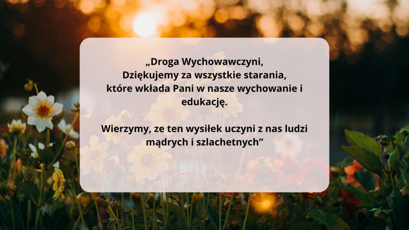 Podziękowania i życzenia na zakończenie roku szkolnego