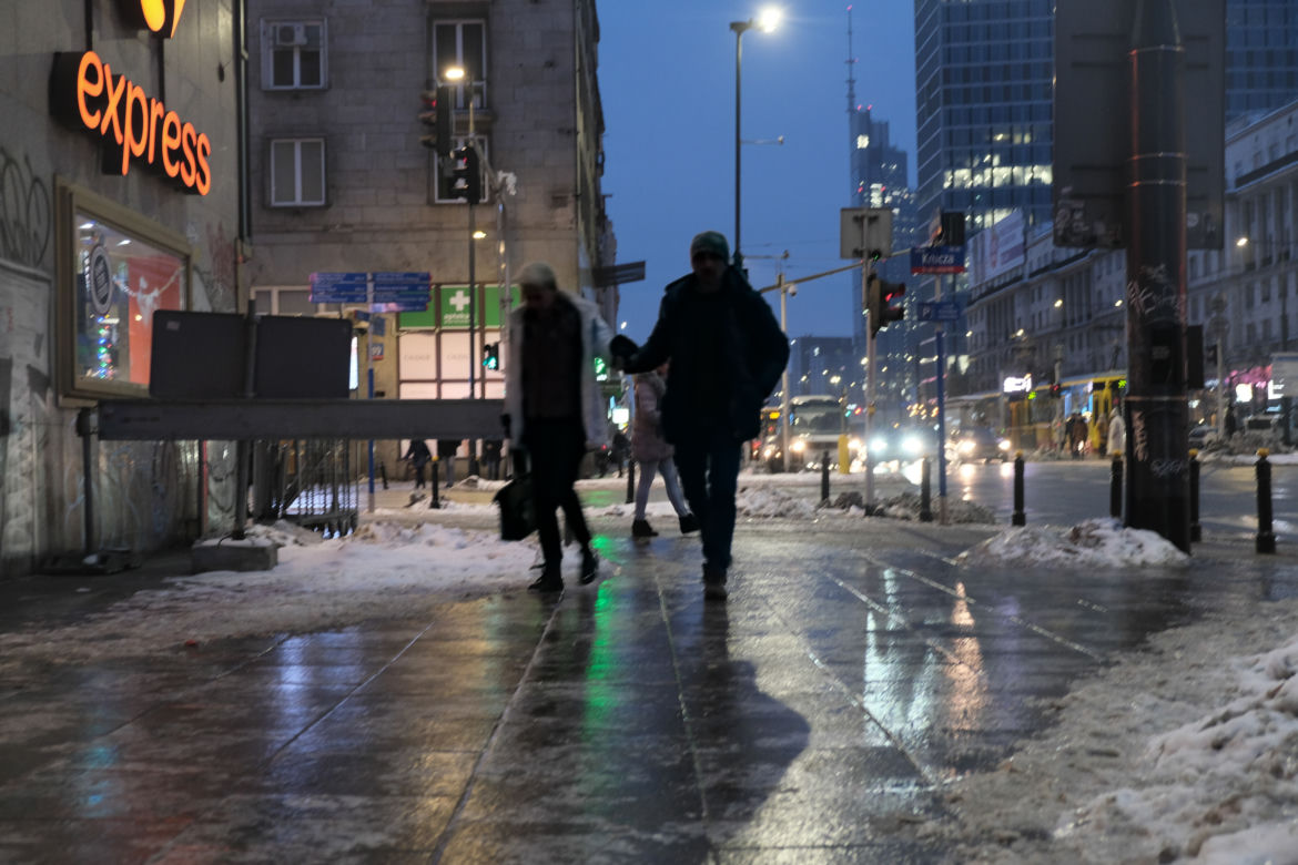 Gołoledź w Warszawie