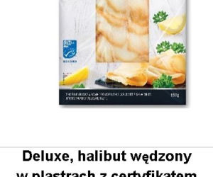 Deluxe, halibut wędzony w plastrach z certyfikatem MSC - 19,99 zł/ 150 g/ 1 opak.