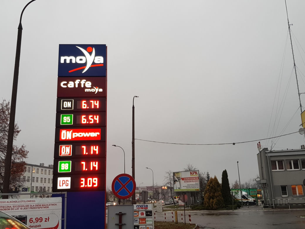 Ceny paliw na stacjach Moya w Białymstoku