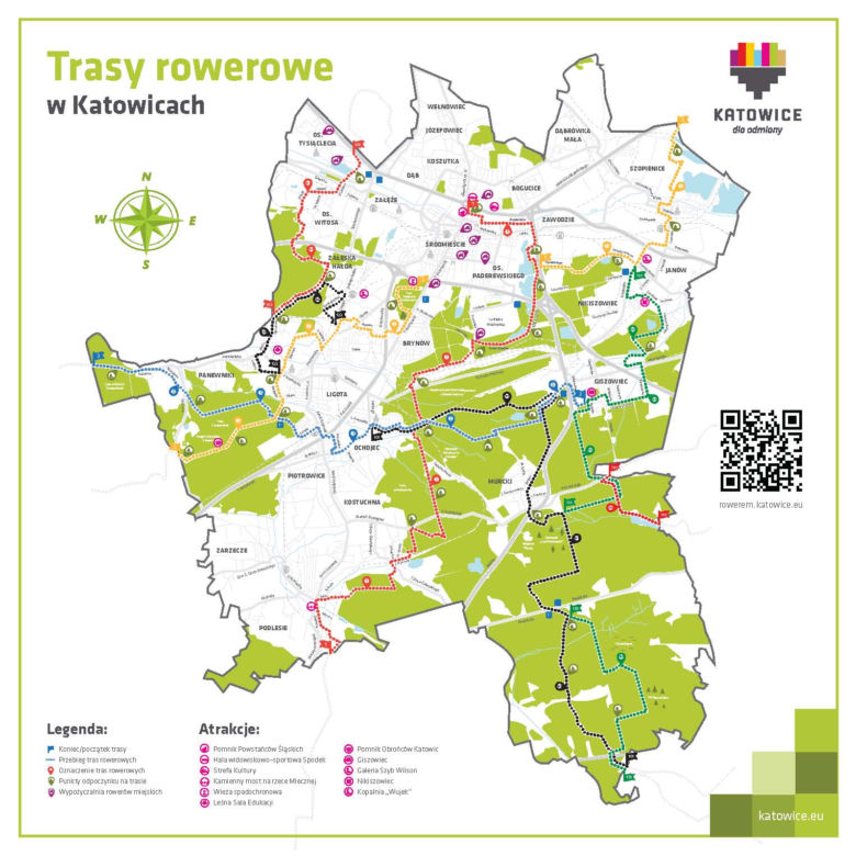 Mapa tras w Katowicach