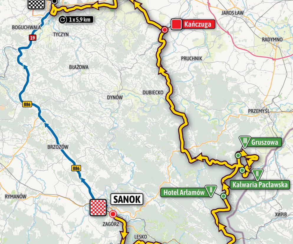 Trasa 3. etapu Tour de Pologne 2021