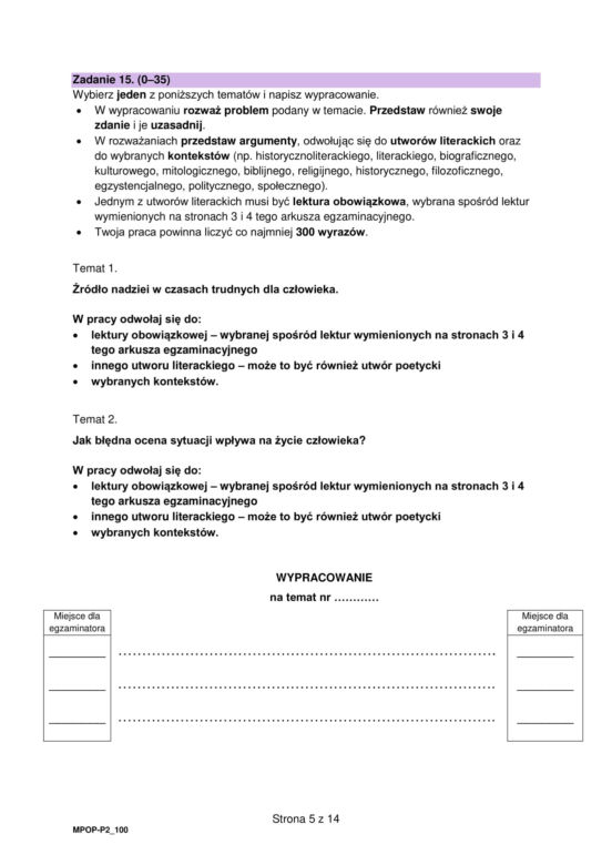 Matura 2025 - język polski