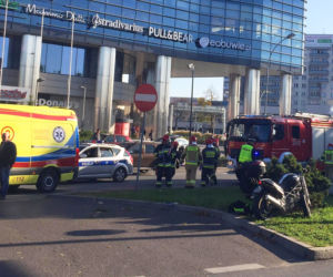 Wypadek motocyklisty przy Galerii Rzeszów