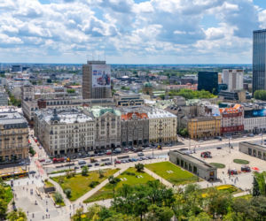 Południowa pierzeja Alej Jerozolimskich w centrum Warszawy