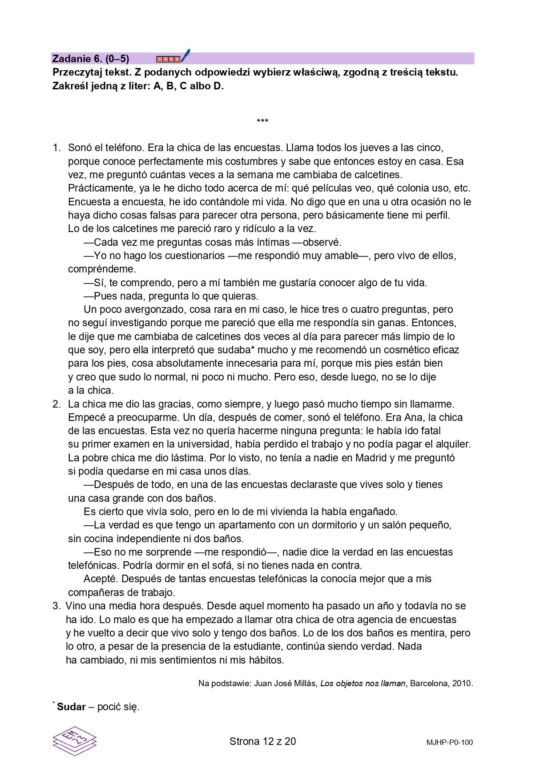 Matura 2026 język hiszpański - arkusz CKE poziom podstawowy