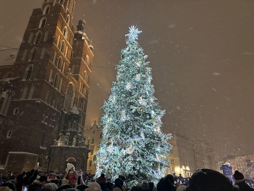 Choinka rozbłysła na Rynku Głównym. Tak wygląda Kraków w zimowej scenerii! 