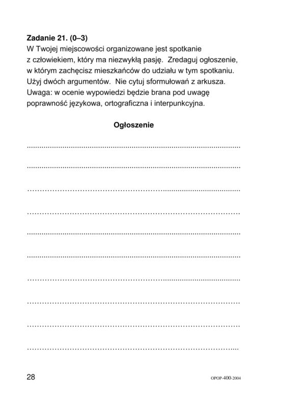 Egzamin ósmoklasisty 2020 - arkusz egzaminacyjny z jęz. polskiego