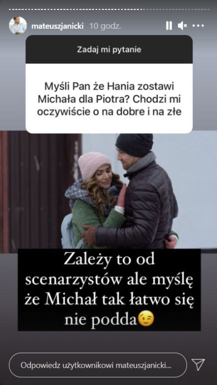 Na dobre i na złe. Hania (Marta Żmuda Trzebiatowska), Michał (Mateusz Janicki)