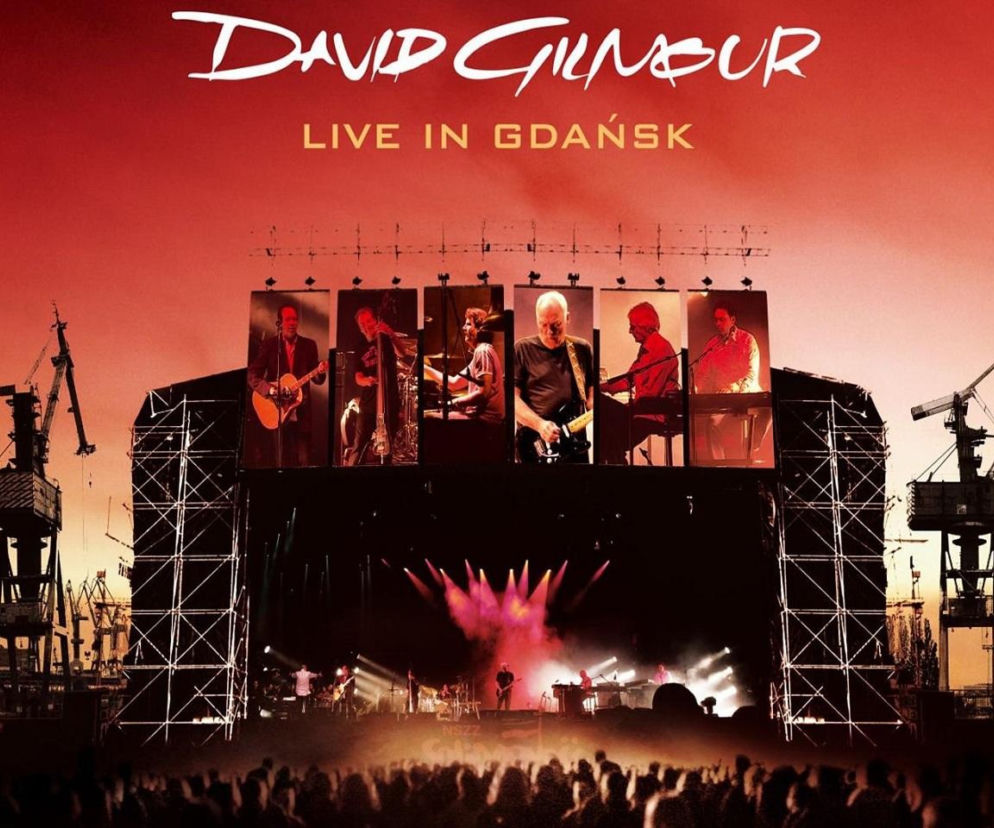 Okładka albumu David Gilmour Live in Gdańsk na tle stoczniowych dźwigów. O tym koncercie przeczytasz na EskaRock.