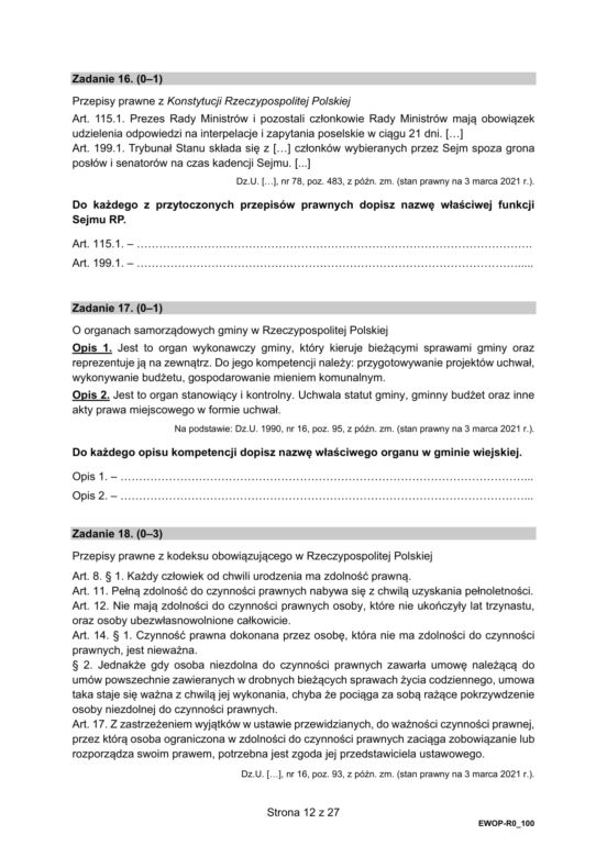 Matura 2021: WOS. Pytania, arkusze CKE, zadania [Matura 11.05.2021]