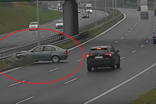 Ruda Śląska: Groźny wypadek na zakręcie mistrzów. 19-latek w BMW wjechał w bariery energochłonne [WIDEO]