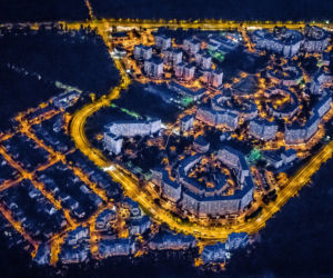 Wrocław nocą z lotu ptaka