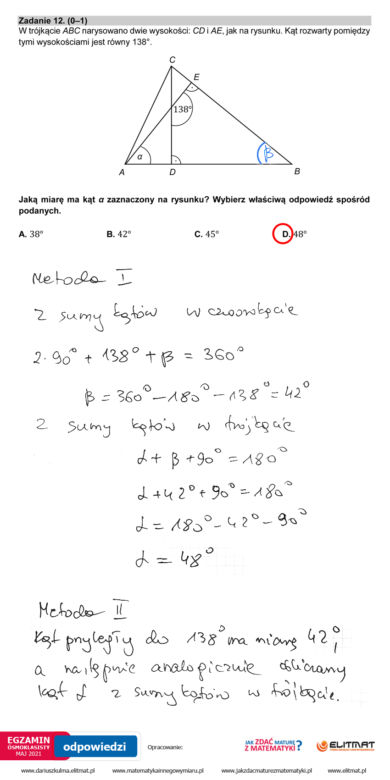 Egzamin ósmoklasisty 2021 matematyka