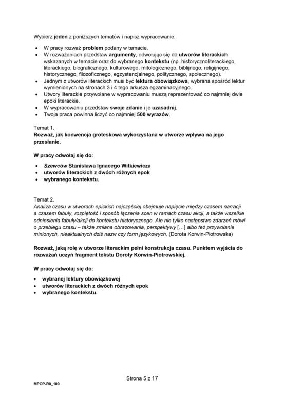 Matura próbna grudzień 2022 - język polski rozszerzony