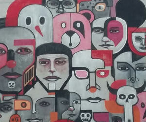 Mural na ścianie Galerii Katowickiej