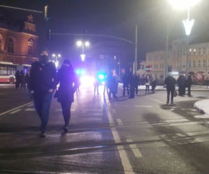 Strajk Kobiet w Gdańsku 1.02.2021. Blokada Huciska przez protestujących