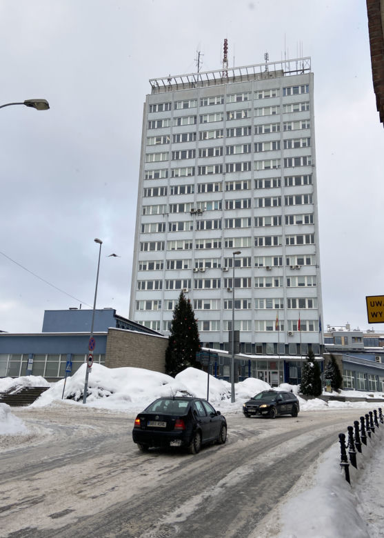 Centrum Białegostoku pod śniegiem