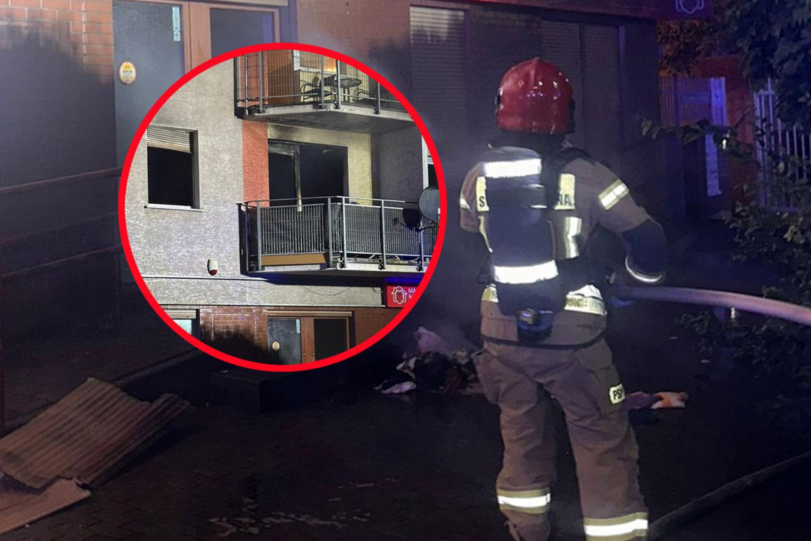 Toruń. Pożar bloku przy ul. Lubickiej. Dwie osoby wyskoczyły z okna [ZDJĘCIA]