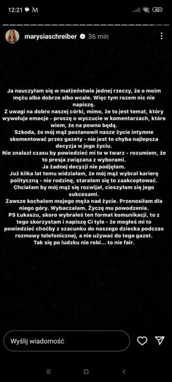 Marianna Schreiber i Łukasz Schreiber się rozstają