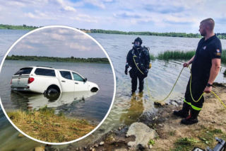 Samochód stoczył się ze skarpy do zalewu Słup. Akcja nurków pod Jaworem