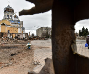 Wojna na Ukrainie. Zniszczona cerkiew w powiecie żytomierskim 