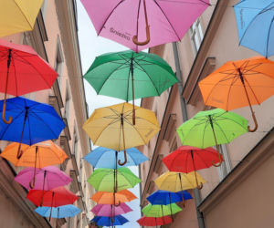 Kolorowe parasole znów wiszą na ulicy Piekarskiej