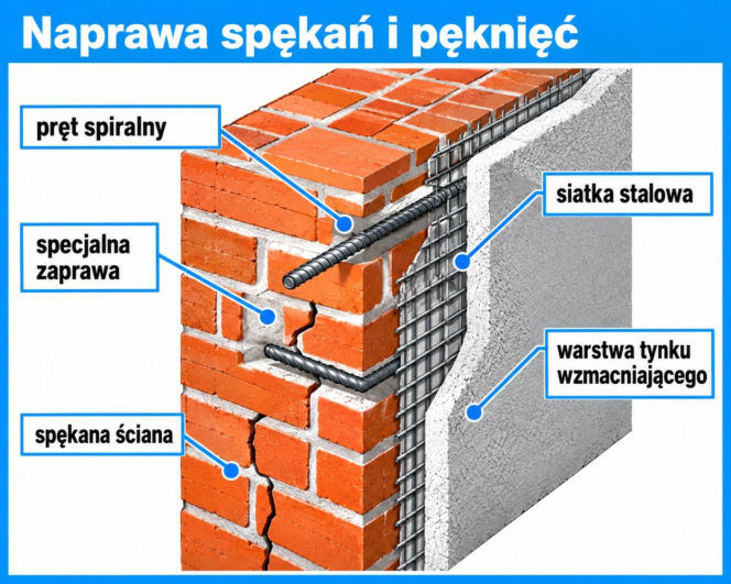 Naprawa pęknięć w murze