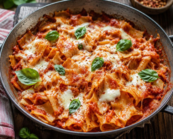 Makaron z połamanych płatów lasagne. TikTok robi z tego obiad w 15 minut
