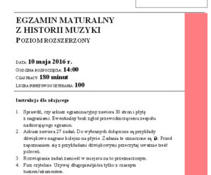 Historia muzyki matura