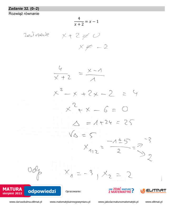 Matura 2022: matematyka, poprawka. Odpowiedzi Arkusz PDF	