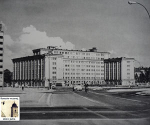Fotografia z przełomu lat 60. i 70. Wtedy al. Lenina (dziś oczywiście al. J. Piłsudskiego) i rondo PKWN (obecnie R. Dmowskiego)