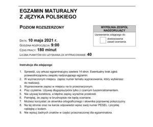 Matura 2021 polski rozszerzony, odpowiedzi, arkusze CKE, pytania, zadania, język polski poziom rozszerzony [10 maja 2021]