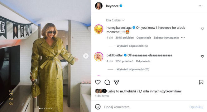 Beyonce nowa fryzura