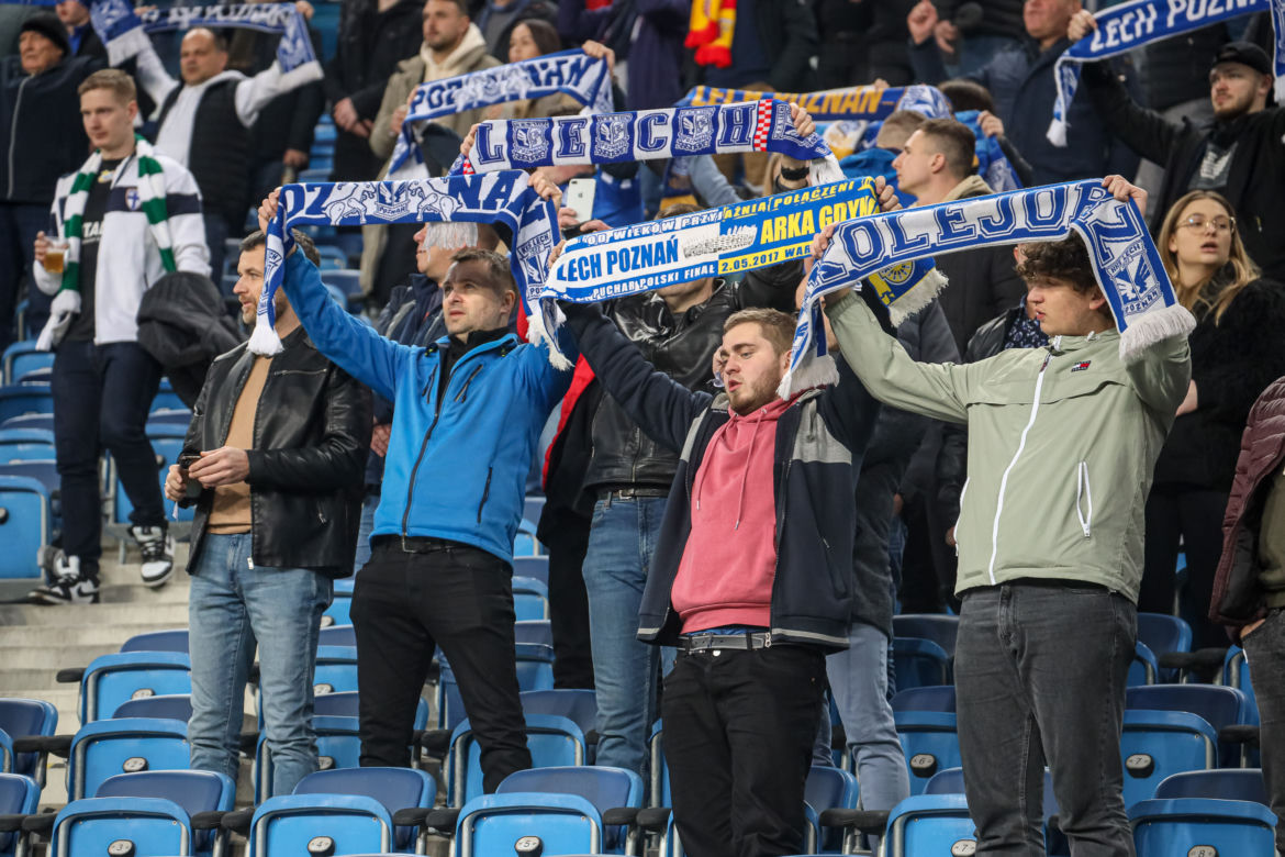 Kibice na meczu Lech Poznań - Warta Poznań
