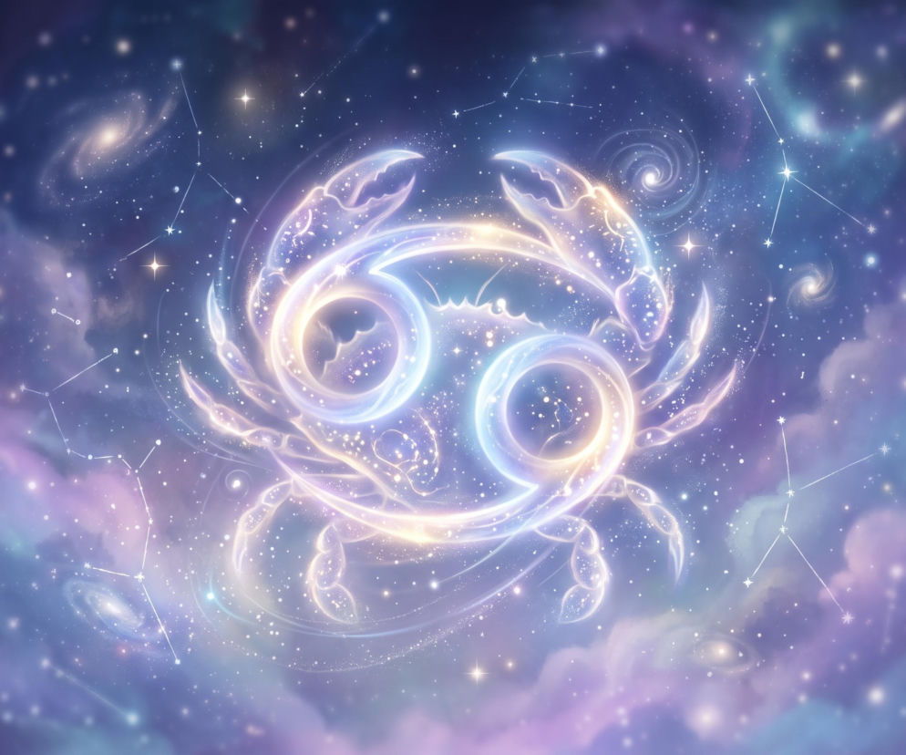 Świecący symbol zodiakalnego Raka na tle kosmosu i gwiazd. Horoskop dla Raka na 31 sierpnia znajdziesz w serwisie Eska.