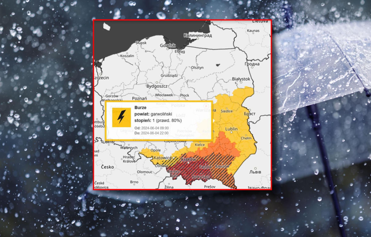 Kataklizm pogodowy w Małopolsce! Mapa zagrożeń na czerwono. Najwyższy alert IMGW