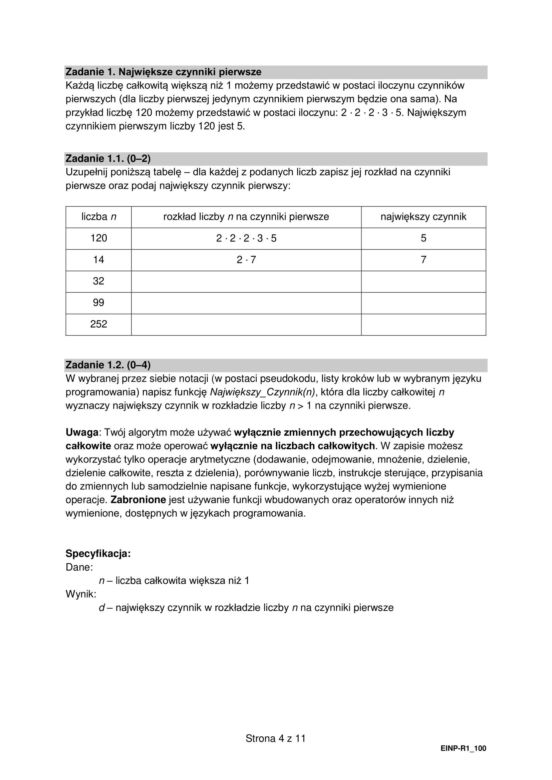 Matura 2024. INFORMATYKA poziom rozszerzony ARKUSZ CKE stara formuła 2015
