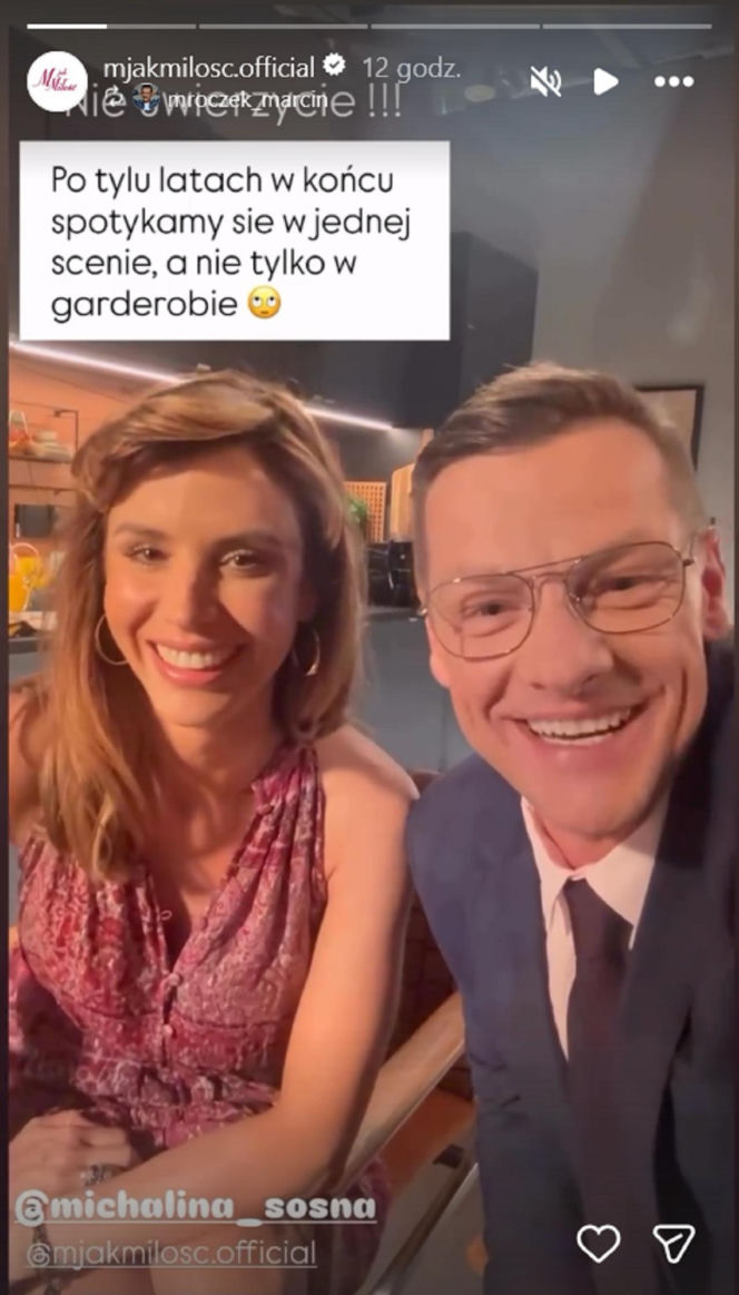 M jak miłość nowy sezon na planie. Kama (Michalina Sosna), Piotrek (Marcin Mroczek)
