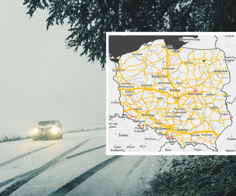 Fatalne warunki na drogach. Niemal CAŁA POLSKA objęta alertem! [MAPA]