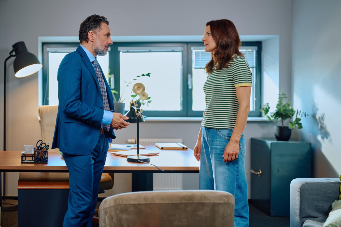 Na Wspólnej odc. 4303: Baliszewski (Piotr Jankowski), Marta (Joanna Jabłczyńska)