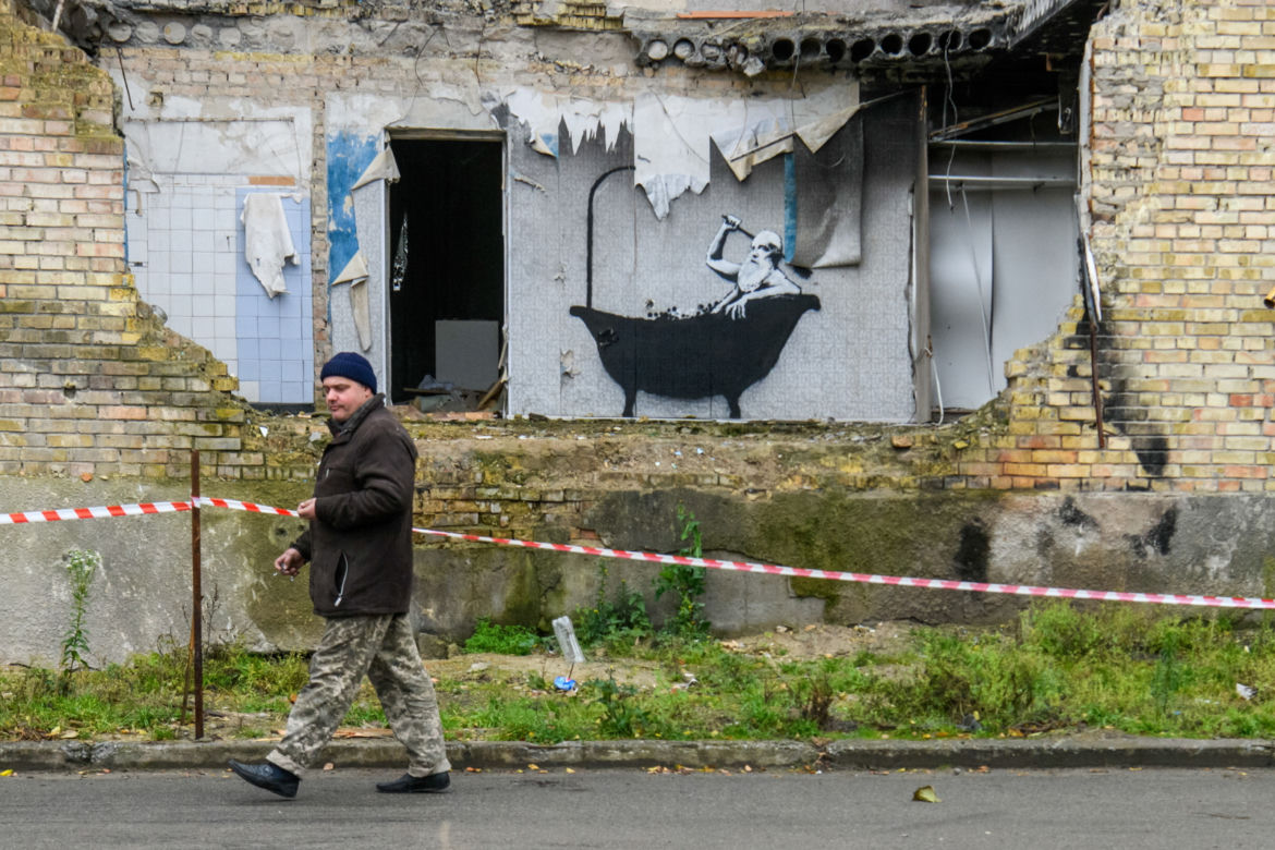 Banksy tam był. Powstała seria ulicznych graffiti w Ukrainie